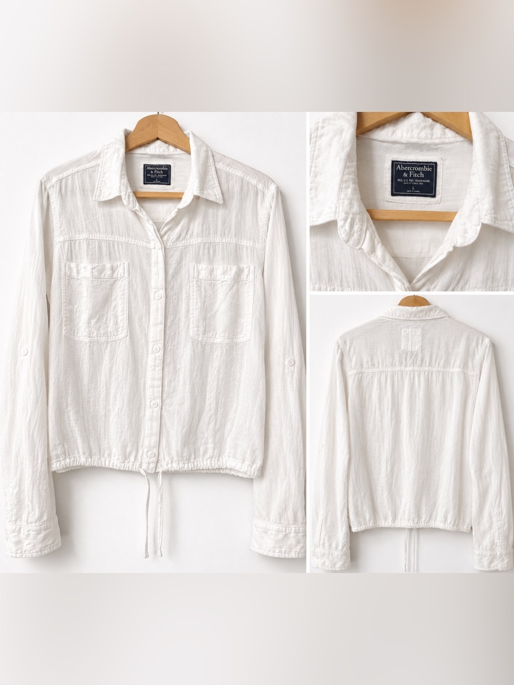 Abercrombie & Fitch White Shirt with Navy Label